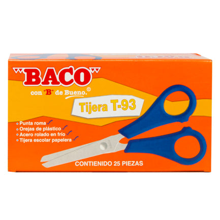 TIJERA BACO T-93 13 CMS (5") MANGO PLASTICO CAJA C/25
