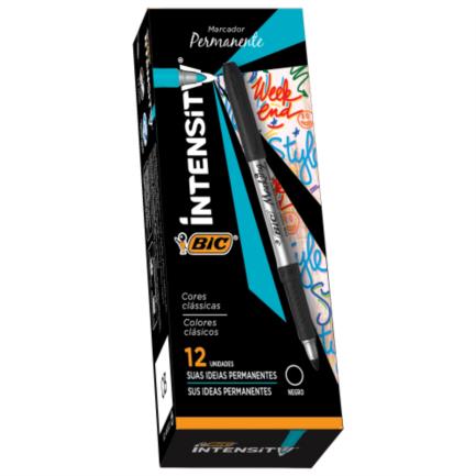 BIC Intensity Fine Point Permanent Marker 1.1mm Black, Pack of 12