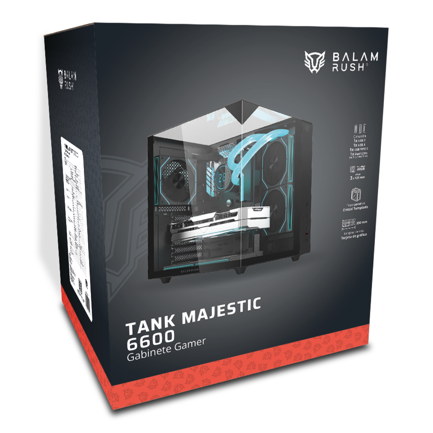 Gabinete Gamer Balam Rush Media Torre Tank Majestic 6600 Legend Negro