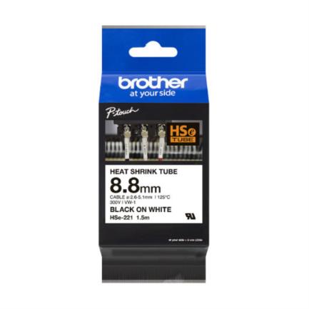 Cinta Brother HSE221 Termorretráctil Texto Negro Sobre Fondo 8.8mmx1.5m