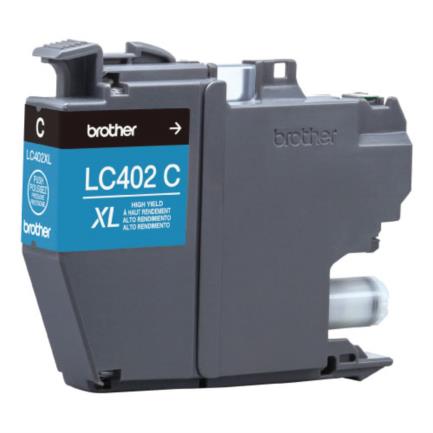 Tinta Brother LC402XL Súper Alto Rendimiento Hasta 1500 Páginas Color Cian