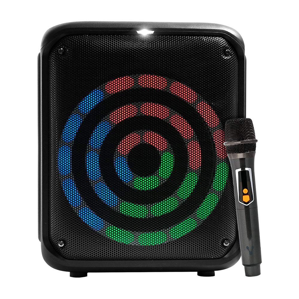 BAFLE VORAGO KSP-350 NEGRO 8" 30WATTS RMS TECNOLOGIA DSP / USB / MSD/ 3.5MM /  RECARGABLE / TWS BT 5HRS CARGA USB TIPO C / MICROFONO INALAMBRICO
