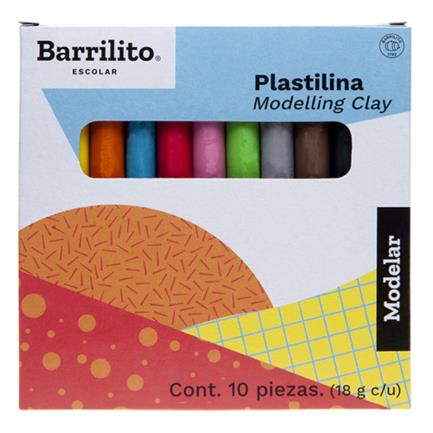 Barrilito Modeling Clay Assorted Colors 180 g Box with 10 Bars