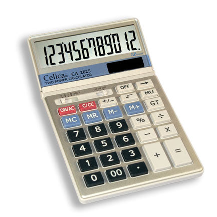 CELICA SEMI-DESKTOP 12-DIGIT DUAL POWER CALCULATOR WITH METAL COVER
