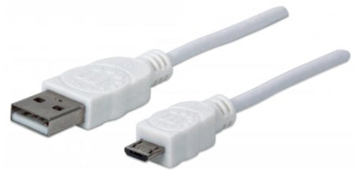 Manhattan USB 2.0 A-Male to Micro-B High-Speed Cable 1.8m White