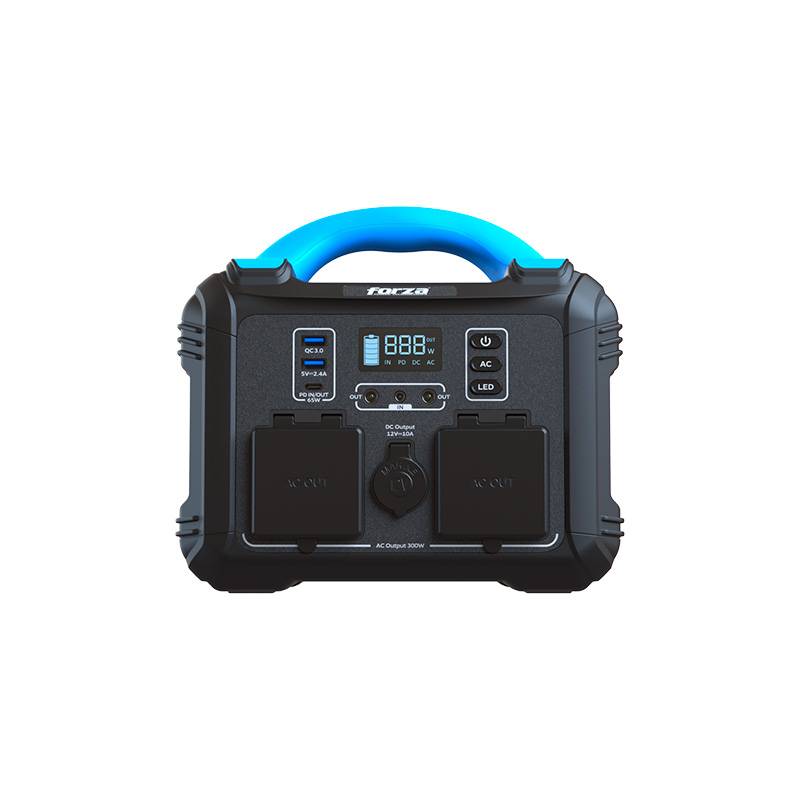 Generador Eléctrico Portátil Forza FPP-T300 300W Tomas 2AC/6DC 2 Ventiladores Pantalla LCD Panel de Control Integrado