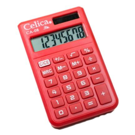 Basic Celica Calculator CA-08 Pocket 8-Digit Red