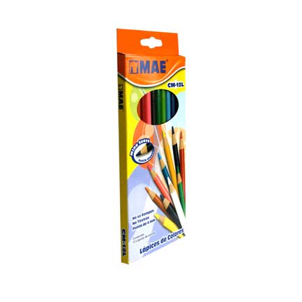 MAE LONG COLORED PENCILS 4MM LEAD PK/12