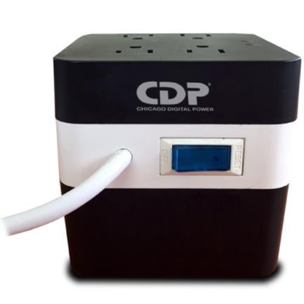CDP RU-AVR604 600VA/300W Voltage Regulator with LED indicators, 4 NEMA 5-15R outlets, and 4 USB ports