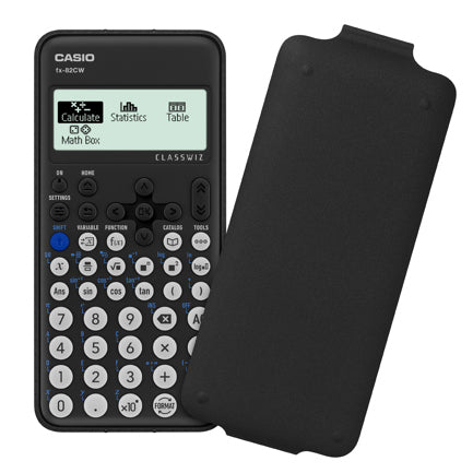 Casio Scientific Calculator with over 290 functions FX-82CW for high school and university, black, 4 lines, QR code