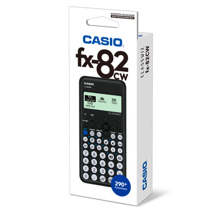 Casio Scientific Calculator with over 290 functions FX-82CW for high school and university, black, 4 lines, QR code