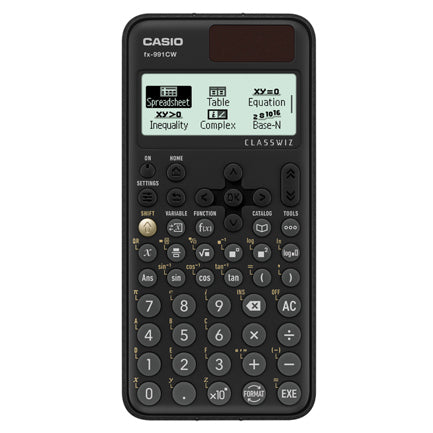 Calculadora Cientifica Casio mas de 540 funciones FX-991CW para preparatoria y universidad negra 4 lineas codigo QR