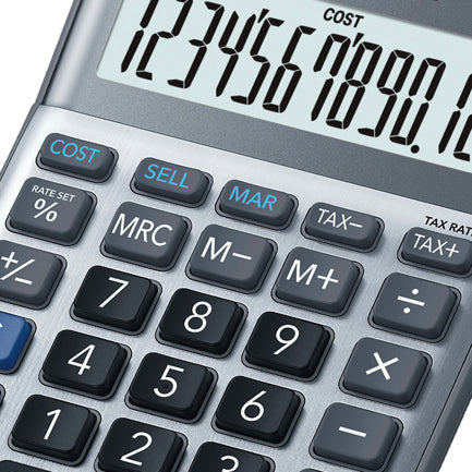 Casio MS-120FM Desktop Calculator 12-digit Metallic Grey Cost, Sell, and Margin Calculations Dual Power