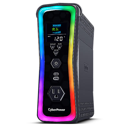 UPS CyberPower GX150C2 1500VA 1000W 120V Active PFC RGB LCD Panel USB-Cx2