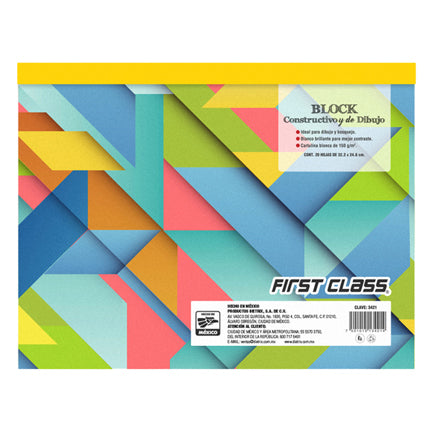 Block de dibujo Dietrix First Class cartulina bristol con 20 hojas mediano 32.3 X 24.6 cms