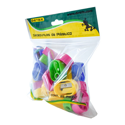 Sacapuntas Dietrix Plastico Ovalado un Orificio Colores Surtidos Bolsa c/25