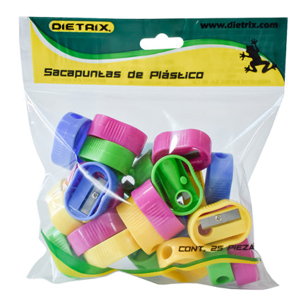 Dietrix Plastic Oval Pencil Sharpener One Hole Assorted Colors Bag w/25