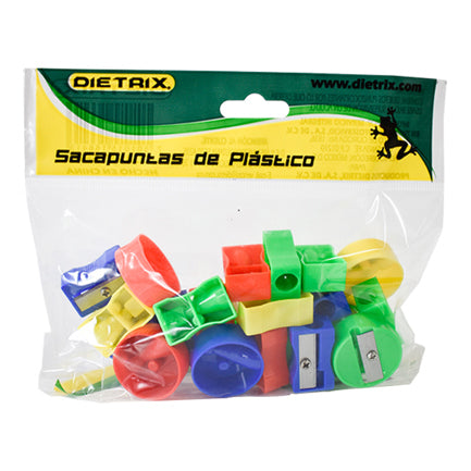 Dietrix Plastic Pencil Sharpener, Single Hole, Assorted Colors, Bag of 25