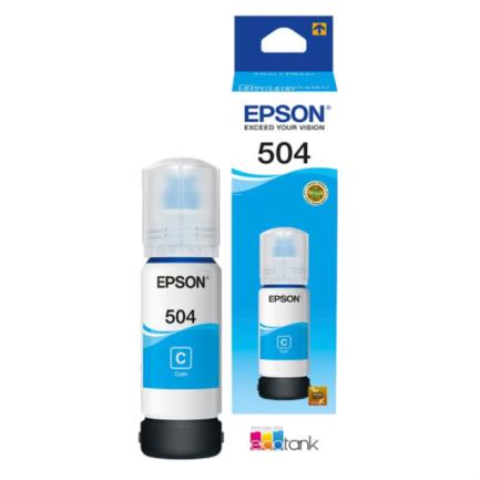 Original Epson T504 70ml EcoTank L4150/L4160 Cyan Ink