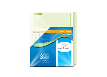 CHEQUE POLICY EUROFORMA DUPLICATE ACC 25 SETS 50 SHEETS W/3 B.