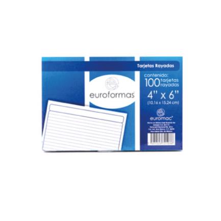 Euroformas 4x6 white bibliographic card, pack of 100