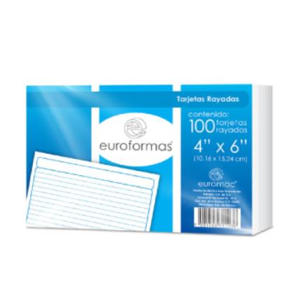 Euroformas Ruled Bibliographic Card 4x6 Pk/100