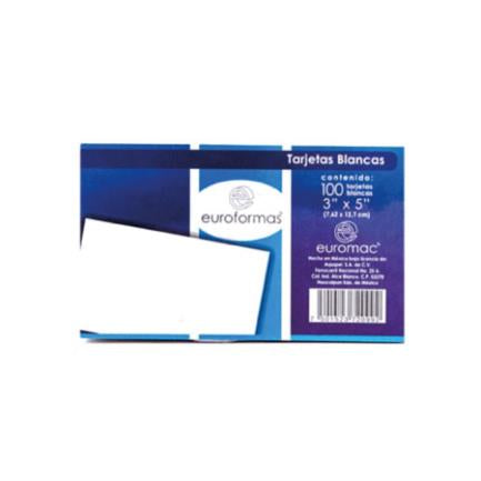 EUROFORMAS BIBLIOGRAPHICAL INDEX CARD WHITE 5X8 PK/100