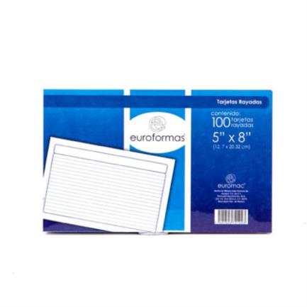 Euroformas Bibliographic Ruled Card 5x8 Pk/100