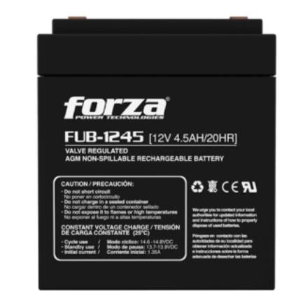 Forza FUB-1245 Sealed Lead-Acid Rechargeable Battery 12V 4.5Ah AGM Maintenance-Free Black