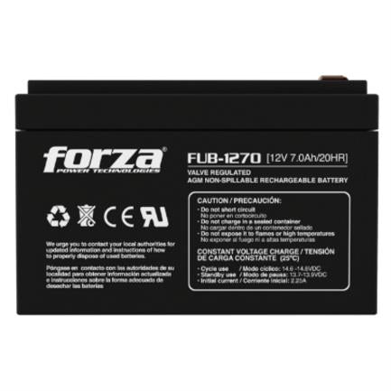 Forza FUB-1270 Sealed Lead-Acid Rechargeable Battery 12V 7Ah AGM Maintenance-Free Black