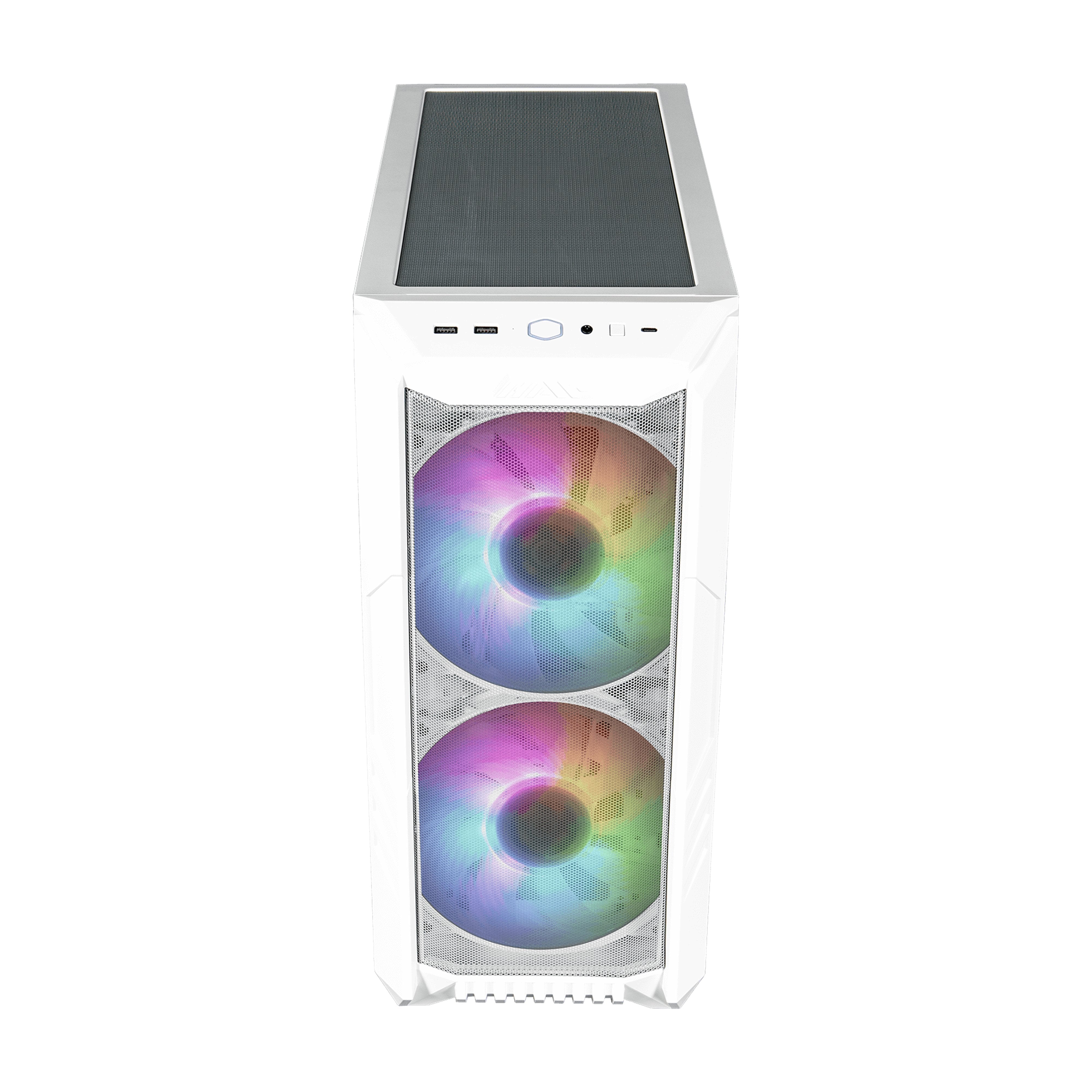 Gabinete Gamer Cooler Master MasterBox HAF 500 Media Torre ITX mATX ATX 4xFan RGB Cristal Templado Blanco