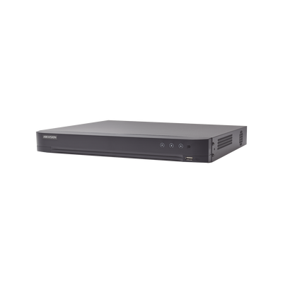 (ACUSENSE / Evita Falsas Alarmas) DVR 4 Megapixel / 16 Canales TURBOHD + 8 Canales IP  / 1 Bahía de Disco Duro / 16 Canales de Audio / Salida de Vídeo en Full HD