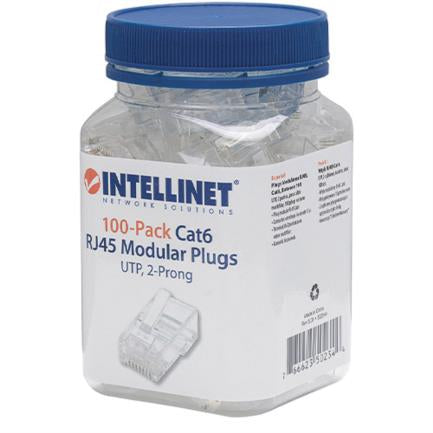 Intellinet RJ45 Cat 6 UTP Stranded Plug 15 Micron Jar W/100 Pcs
