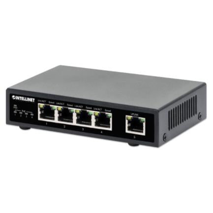 Switch Intellinet PoE+ con 5 Puertos Gigabit Color Negro