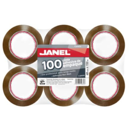 Janel Cinnamon Packing Tape 156 48mmx50m Pack of 6 Pcs