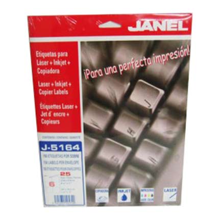 LABEL JANEL 108 LASER LETTER J5164 W/25SHTS OF 6 LABELS.