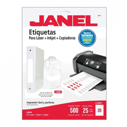 Janel Label 108 Laser 25mm x 102mm J-5261 25 Sheets W/500 Labels