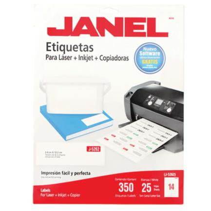 Janel J-5262 Self-Adhesive Laser Labels 34x102mm Pk/350