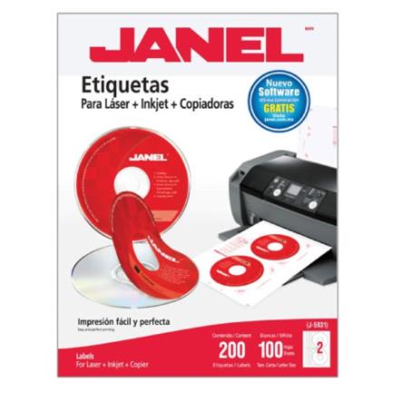 Janel Laser Adhesive Labels J-5931 CD 117mm Box 200 Labels per Pack