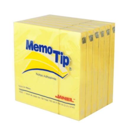 Janel Memo Tip 3x3 Yellow Sticky Notes 100 Sheets Pack C/6
