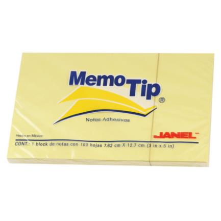 Janel Memo Tip 3x5" Sticky Notes with 6 blocks of 100 sheets each