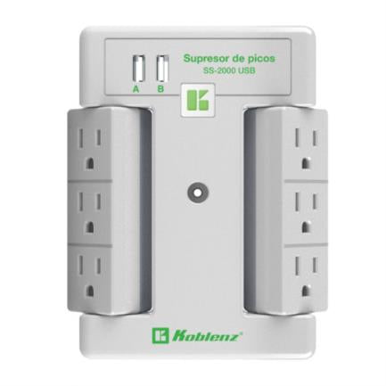 Koblenz SS2000 Surge Protector 2000 Joules 6 Outlets 2 USB Ports