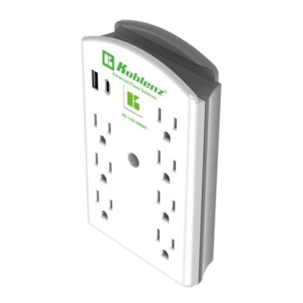 Koblenz SS-1100 USBAC Surge Protector 7 outlets 2 USB ports 1100J