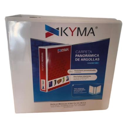 Kyma Panoramic Vinyl Binder Letter Size 3" D-Ring White