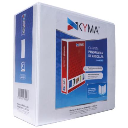 Kyma Panoramic Vinyl Binder, Letter Size, 4" D-Ring, White
