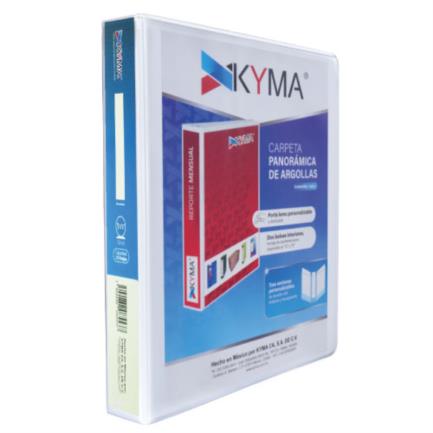 Kyma Panoramic Vinyl Binder, Letter Size, 1 1/2" O-Ring, White