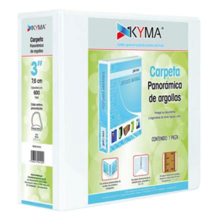 Kyma Panoramic Vinyl Binder Letter Size 3" O-Ring White