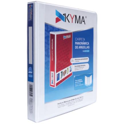 Kyma Panoramic Vinyl Binder, Letter Size, 1" White D-Ring