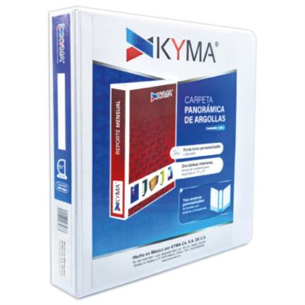 Kyma Panoramic White Letter Size 1 1/2" D-Ring Vinyl Binder