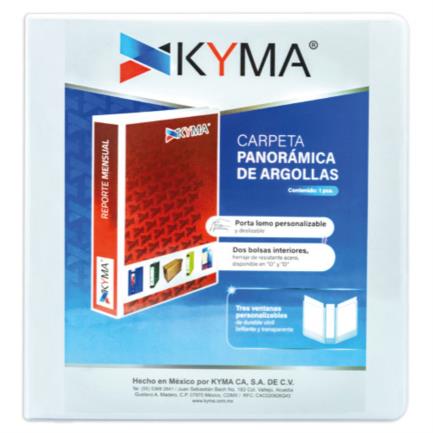 Kyma Panoramic White Letter Size 1 1/2" D-Ring Vinyl Binder